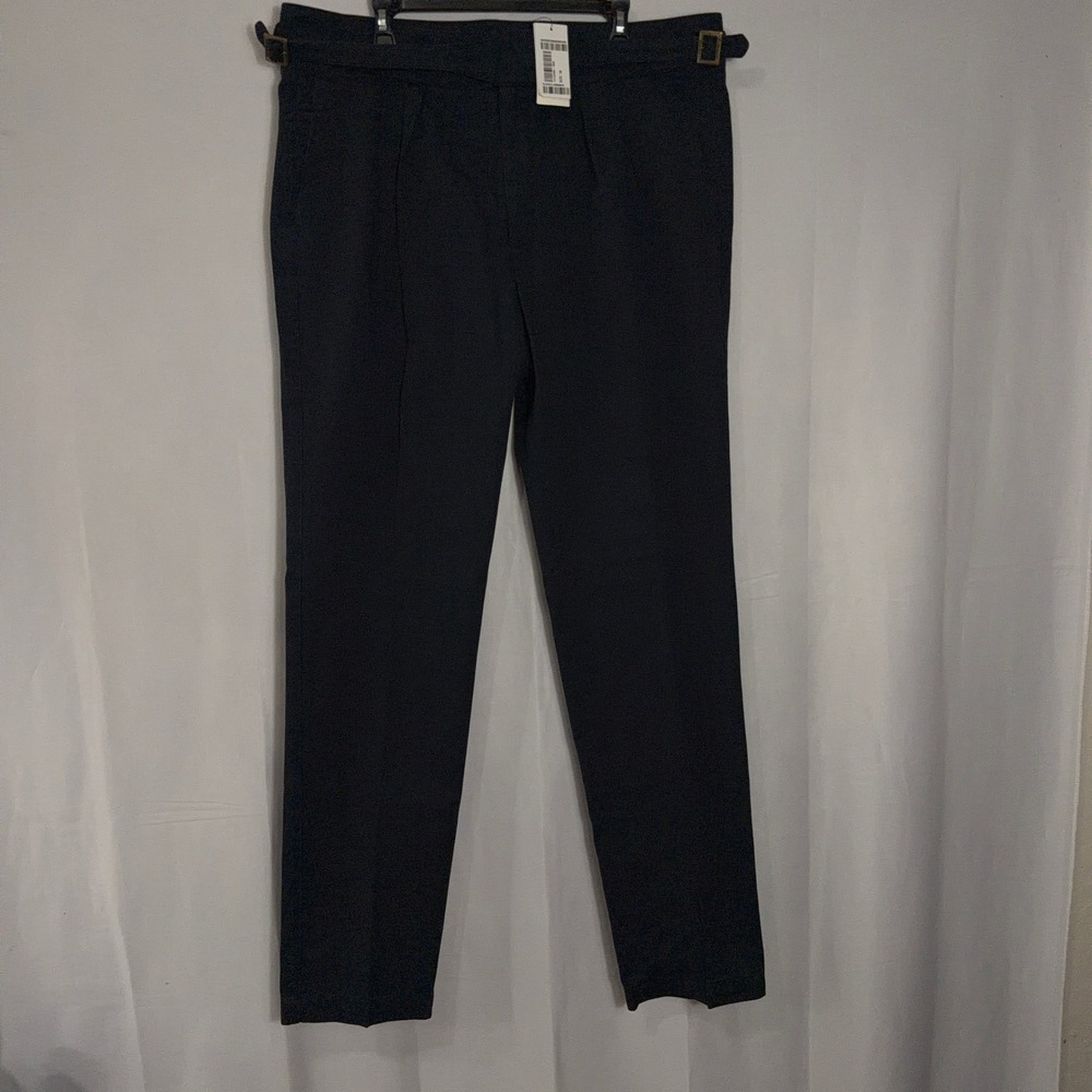 Rubinacci Trousers Manny-L 56 NWT Side Adjuster Pleated Cotton Navy Men